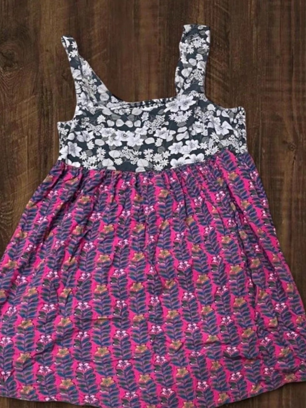 NATURAL LIFE Black & Pink Mixed-Print Tank Dress